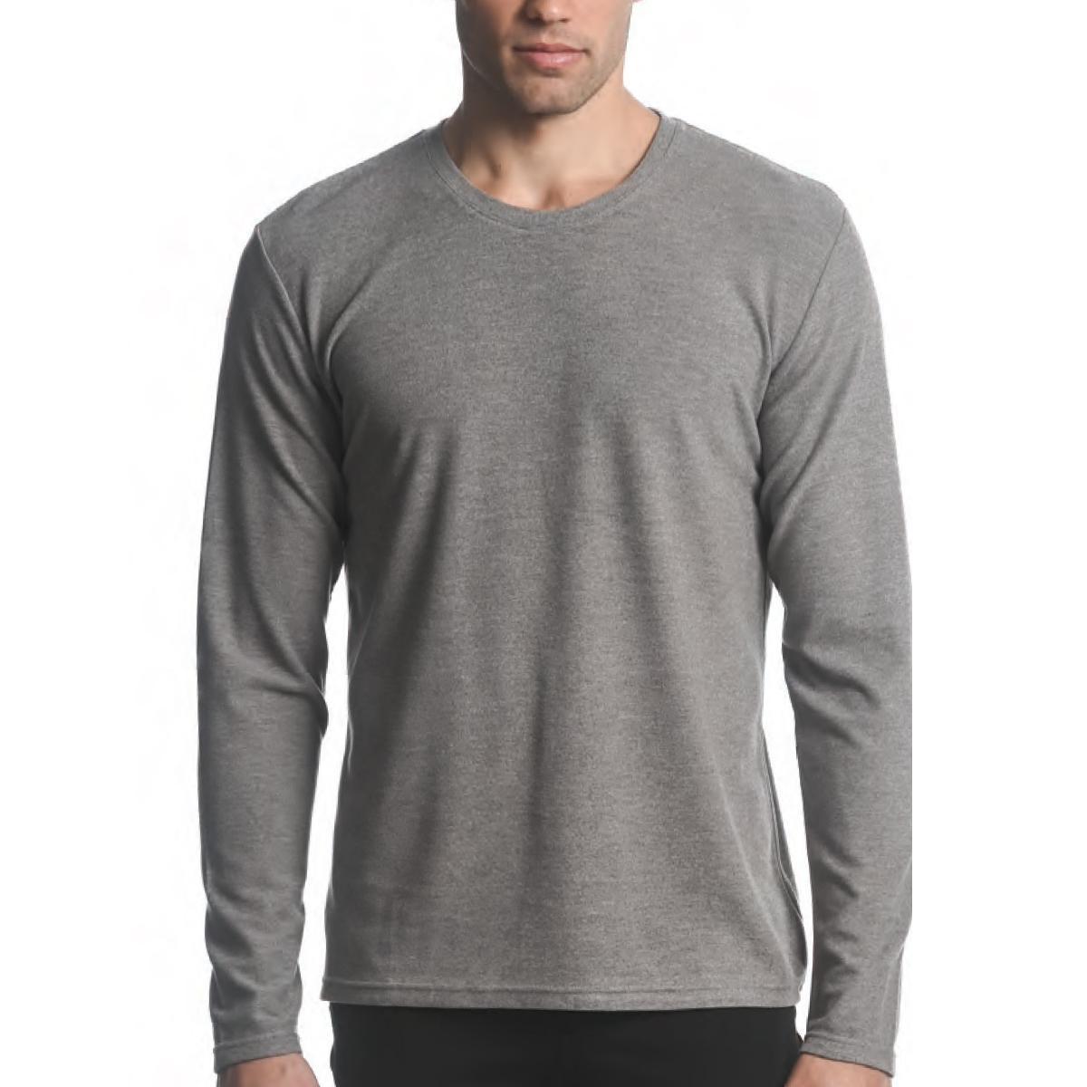 Fawn Grey Stretch Knit Long Sleeve Crew Pullover by Postmarc